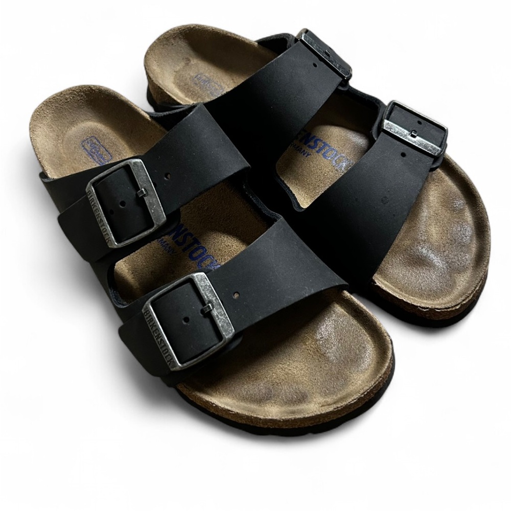 Birkenstock Black Arizona Soft Footbed Oiled Leather Sandals 6-6.5